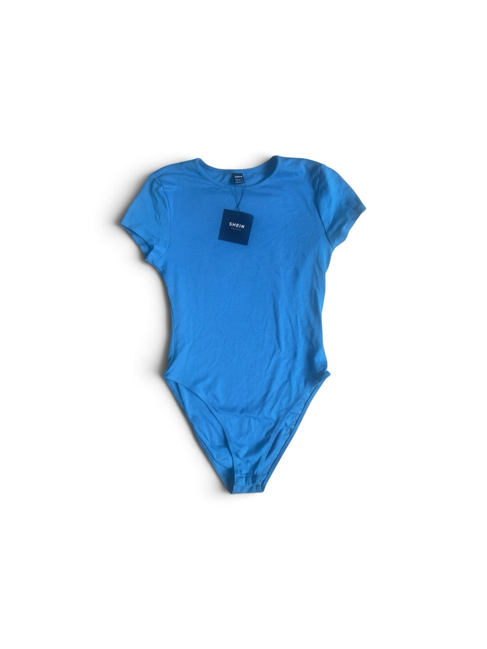 SHEIN Bright Blue Short Sleeve One-Piece Swim Bodysuit